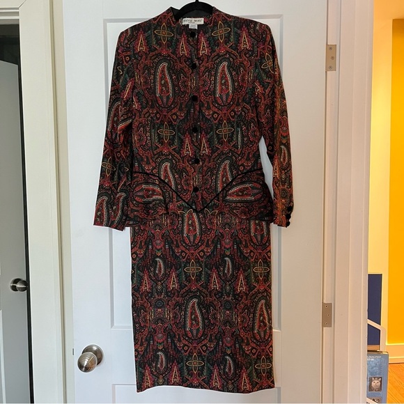 Exquisite 💯 Silk Vintage Hanae Mori Peplum Midi Dress - Picture 1 of 12